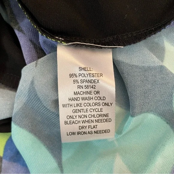 London Times Geometric Leaf Print Dress Size 8 NWT Blue Green Mini Shift 60s Mod - Picture 5 of 5